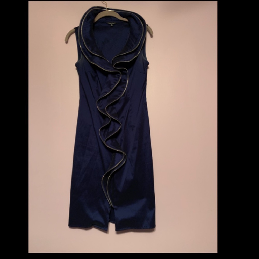 Samuel Dong Blue Sleeveless Zipper Dress Size XS